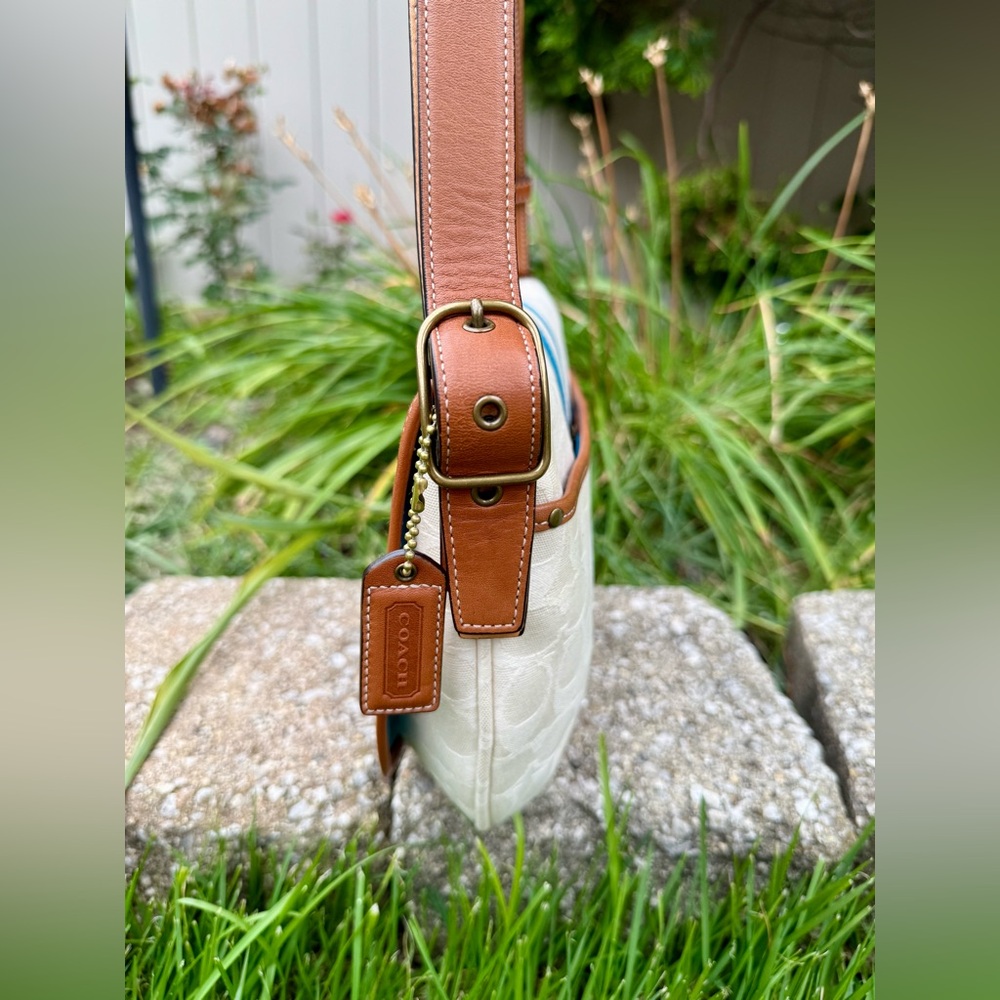 Vintage Coach Saddle Bag Suede Stripe Y2K 2004 - Picture 11 of 11